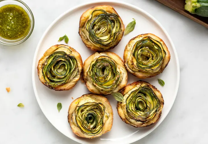 Rotolini di pasta sfoglia con zucchine, un'esplosione di gusto e colore. Perfetti per un antipasto o un brunch.