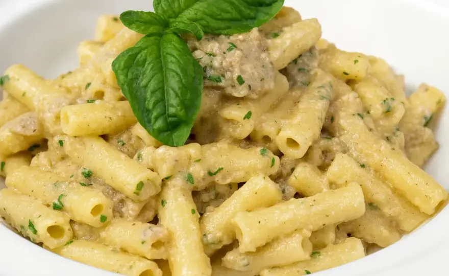 Pasta con melanzane in bianco cremosa senza panna